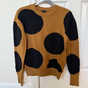 Who What Wear Brown and Black Polka Dot Sweater